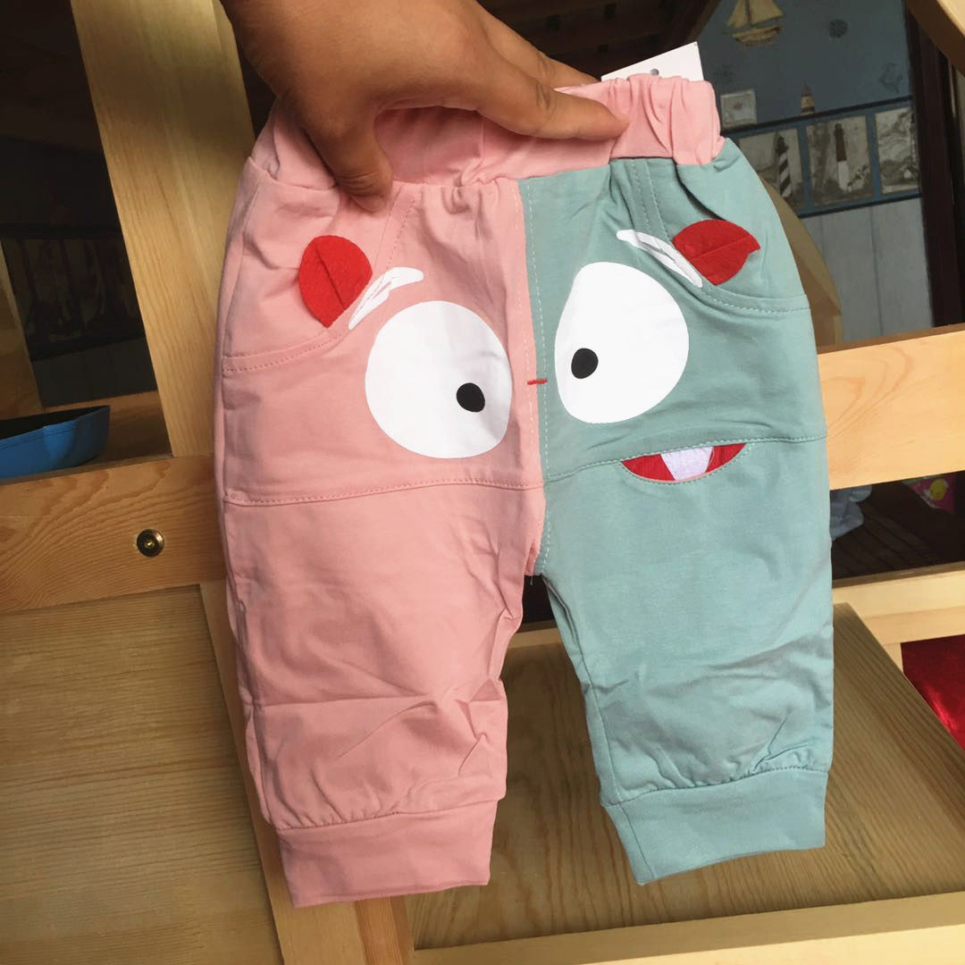 2019 summer children single zzarette bicolor shorts parquet color AB pants mandarin pants male and female baby 100 days pants