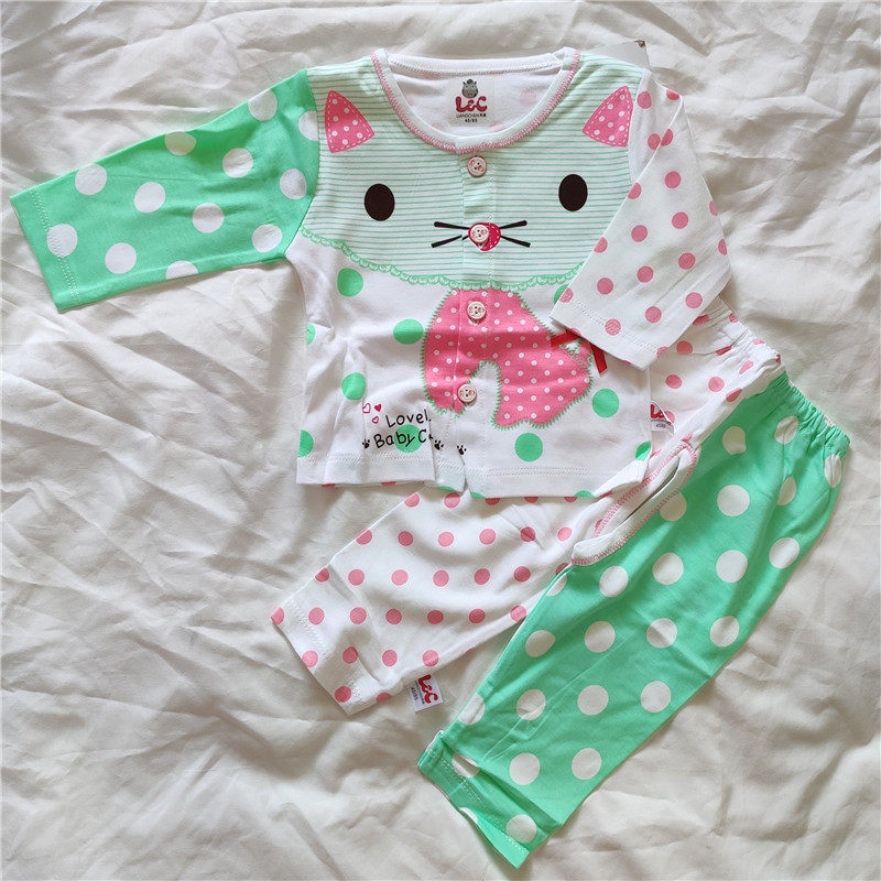 Newborn Baby 369 Months Baby Two Sets Baby Underwear Suit Baby Mandarin Pants Open Gear Autumn Clothes Sanitary Pants