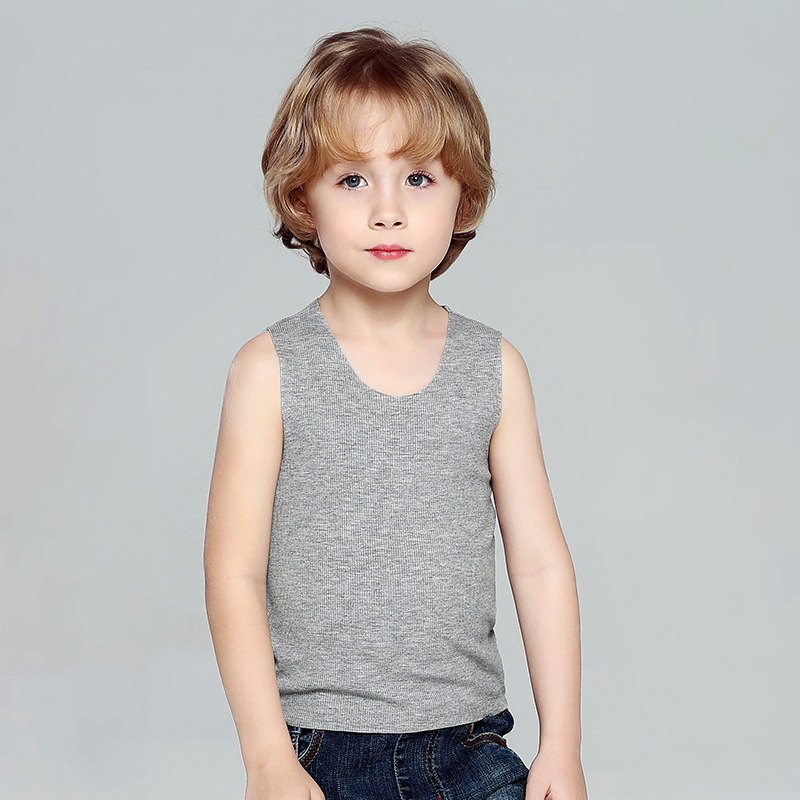 UnderwearO 201 mùa hè childrens chủ đề vest với trái tim cắt Hàn Quốc phiên bản của trẻ em lớn kẹo màu trung vest C021.
