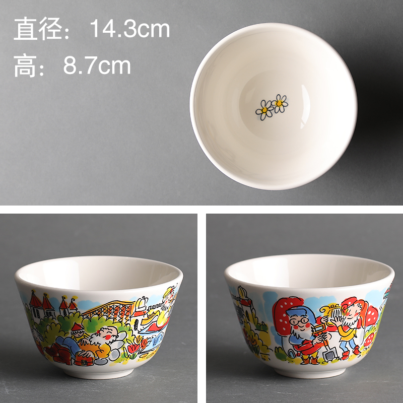 5-Inch Children's Painting BowlBLOND Export Netherlands originality ceramics Noodle bowl Instant noodles bowl Soup bowl Dessert bowl Cartoon Rice bowl Ramen bowl tableware