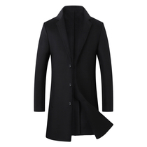 High-grade double-sided cashmere coat mens long winter British business leisure trench coat thick wool woolen woolen coat