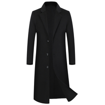 High-end double-sided cashmere coat mens long knee winter Korean casual long pure wool woolen cloth coat tide