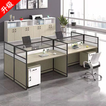Staff Desk 4 Peoples position minimalist modern single computer 6 Screen station Office table and chairs Combined furniture