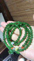 Natural and field jade Russian material Beyyu spinach green round pearl Buddha bracelet