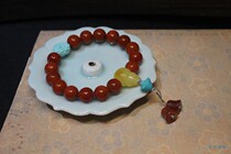 Perilla home original * fresh and elegant natural Sichuan material south red with green pine south Red single circle bead bracelet