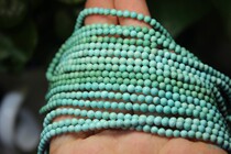 Natural raw ore Green Pine millet millet beads with beeswax chain necklace