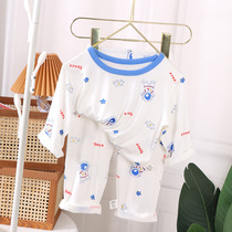 Summer Modal childrens pajamas set for boys and girls boneless nine-quarter sleeve baby Ecos breathable air-conditioned clothing