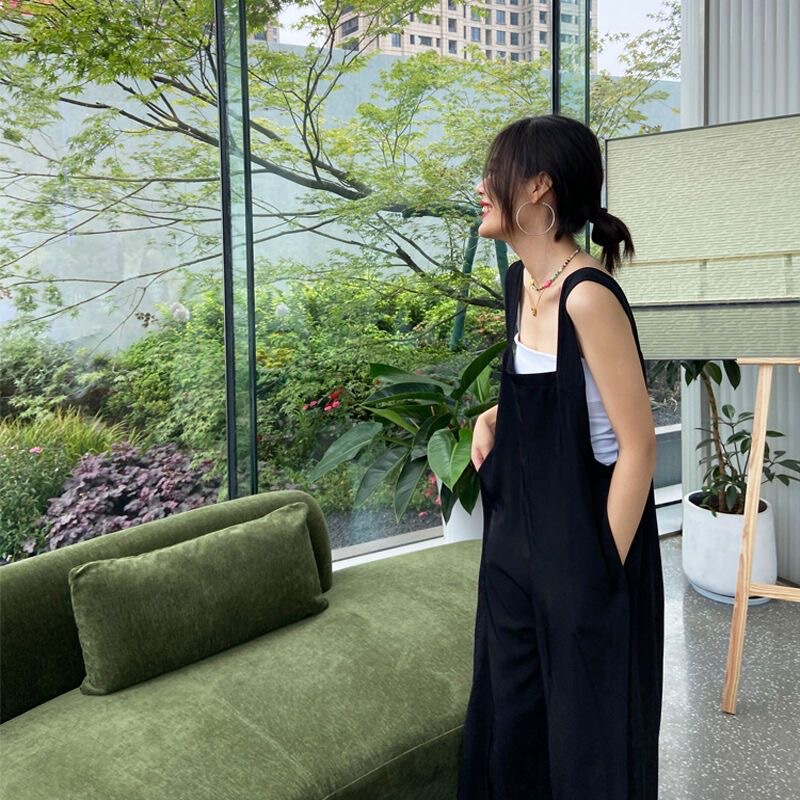 Freeze-Age Overalls, Casual and Neat Straight-Leg Loose Jumpsuit, Trendy and Complexion-Enhancing Summer Jumpsuit, Wide-Leg Floor-Length Pants for Women