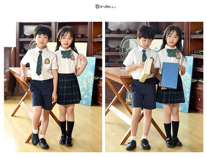 товар из китая 2025新款夏季短袖中小学生校服套装男女童装学院风班服幼儿园园服 Curly hair