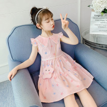 Girls' dress summer dress In the new atmosphere of summer 2022 the young girl princess's pure cotton skirt