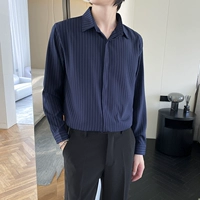 Глубокая синяя длинная рубашка T38