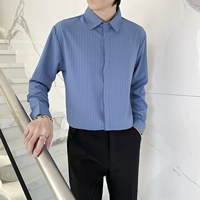 Голубая длинная рубашка T38