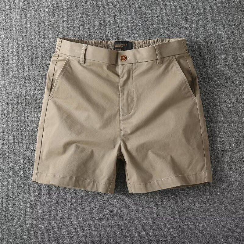 American Retro Pure Cotton Versatile Three-Quarter Shorts for Men, Summer Casual Thin Elastic Slim-Fit Ultra-Short Shorts