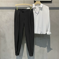 Y32 Белая рубашка+черные укороченные брюки S4