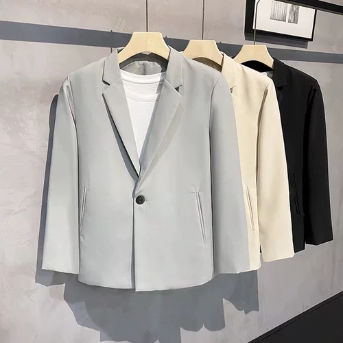 Летний мужской пиджак классического кроя, комплект для отдыха, в корейском стиле, изысканный стиль