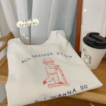 Spot] missqiuqiu autumn home made soft girl childrens fun soft cotton long sleeve loose print Tee