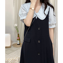 missqiuqiu autumn home made (girl atmosphere) cute lapel collar doll collar shirt vest dress