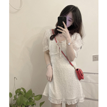 Spot] missqiuqiu autumn home made (first love skirt water Jade dots high waist heavy industry design dress