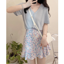 Spot] missqiuqiu autumn home homemade sweet oil painting skirt girl color dim fog high waist A- line dress