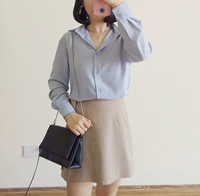 Hoa hậu qiuqiu: tự chế mùa thu và mùa đông. Sọc ca rô cổ điển thiết kế nút đặc biệt váy váy cao eo váy chân váy cho người béo