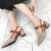Giày cao cổ nữ chic chic 2018 mới xuân hè dày với mũi nhọn đế cao, giày cao gót hoang dã nữ Baotou sandal đế cao Sandal