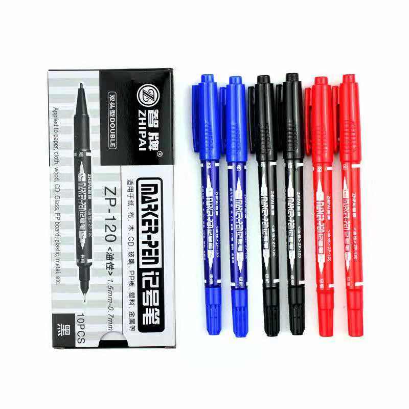 Small double-headed marker pen oily black marker pen hook line pen thin head thick head stroke pen red waterproof smart brand wholesale
