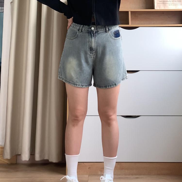 Women's Denim Shorts, Popular Summer Style, Color-Blocked Embroidery, High-Waisted, Loose Design, A-Line Shape, Makes You Look Taller and Slimmer, Hot Pants