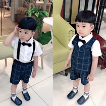 Male baby dress summer small suit short sleeve boy suit 1 birthday dress catch week flower girl dress suit