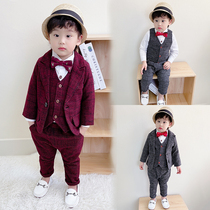 Childrens suits suit handsome boy Inron handsome boy flower boy flower baby boys birthday gown winter gushed western clothing wave