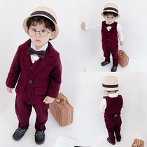 Baby Boys Birthday Suit Baby Arrest Week Gown Child Wedding Flower Boy Suit Autumn Winter Plus Suede West Suit Tide