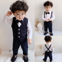 Boy suit Spring and autumn style Birthday Ocean Air Gentleman Braces for childrens winter clothes boy a years clothes