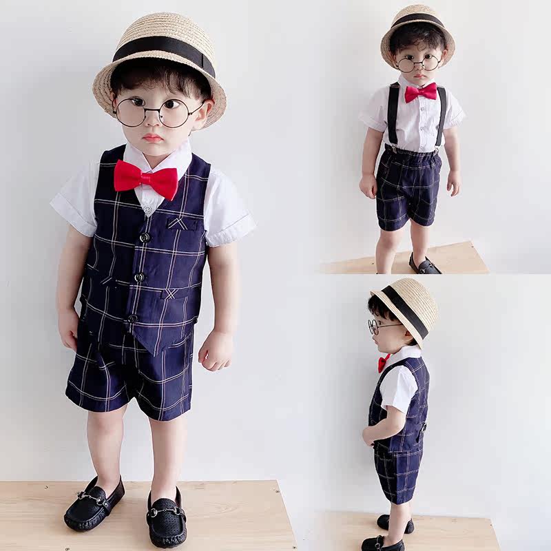 Summer new children's clothing boy Yinglun Wind Machia suit 3 Flower Boy's birthday gown 61 Piano Performance