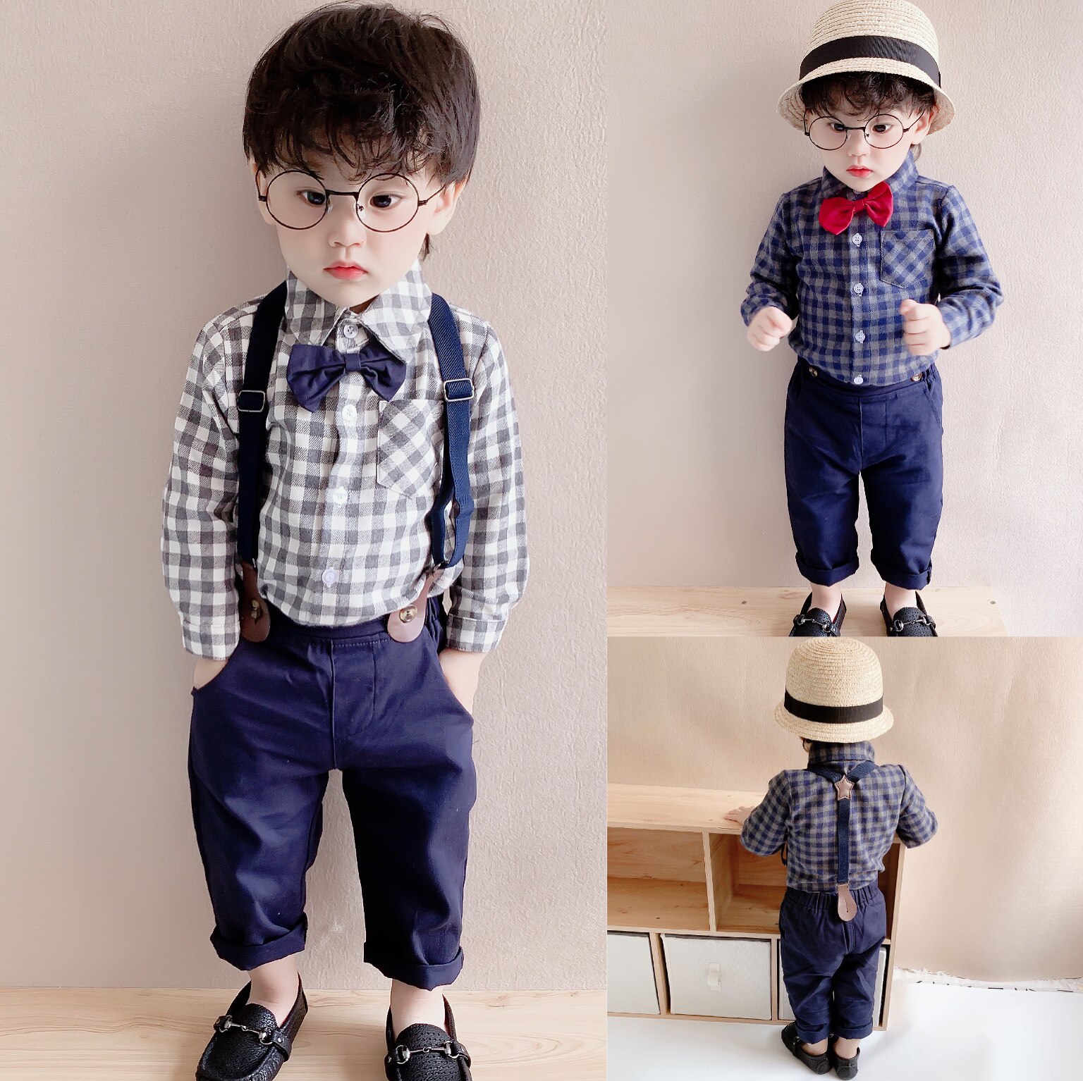 Baby's anniversary dress boybaby baby birthday grab weeks gentleman's wear pants baby flower children spring and autumn English suit
