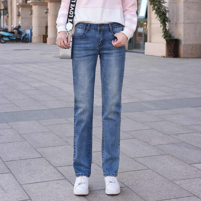 Vintage Blue Straight-Leg Jeans for Women 2026 New Elastic Straight-Leg Pants Loose Slimming Spring and Autumn Straight-Leg Trendy