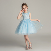 2022 summer chorus childrens performance costume white girl six one photo birthday dress blue princess dress