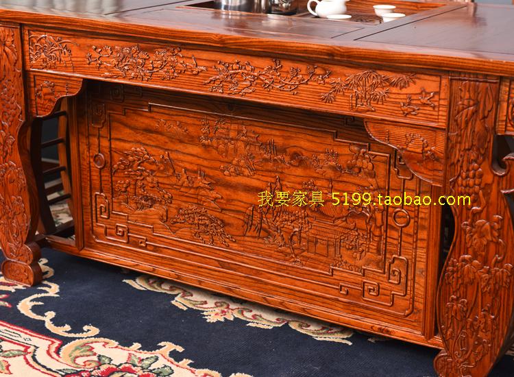 Nho General Taiwan Kung Fu Bàn trà Bàn trà Gỗ rắn Bàn cà phê Đồ nội thất cổ Warring States Tea Table Elm - Bàn / Bàn bàn trà gỗ