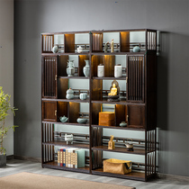 Dashan love bamboo landing display rack storage rack simple layer rack Duobao cabinet tea display stand display cabinet New Chinese style