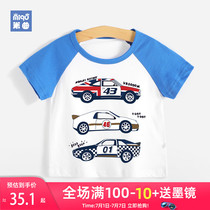 Cotton boys boy baby summer clothes thin baby baby 1 clothes 2 cars 3 short sleeves 4T shirt 567 years old