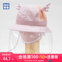 Breathable anti-spray cap for boys and girls newborn infants summer sun shading belt protective mask thin cap