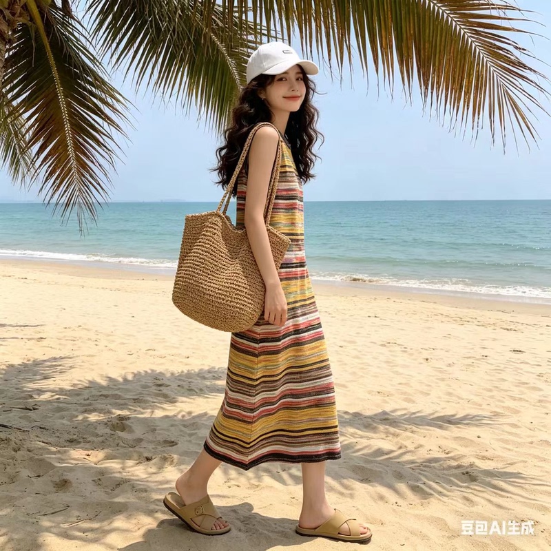 Rainbow Knitted Vest Dress Cj261812