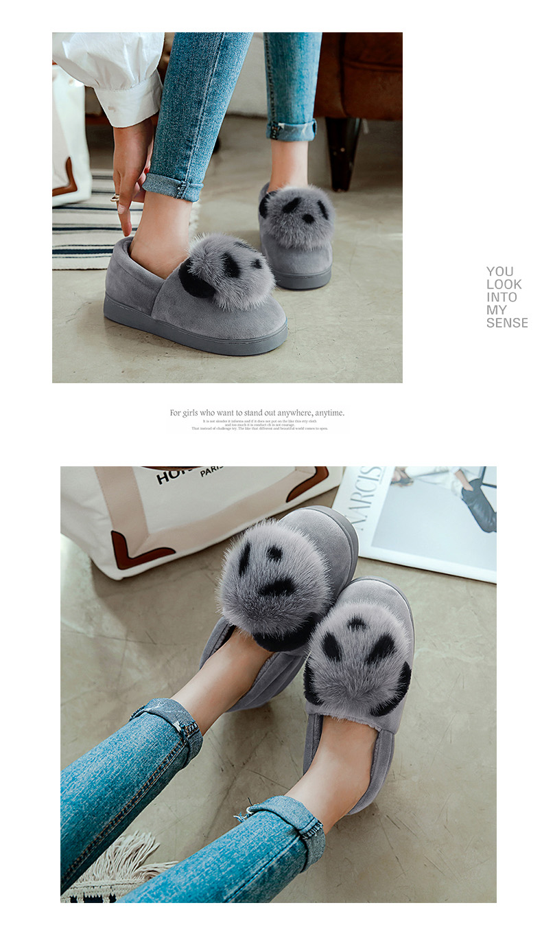 Dép cotton mùa đông trong nhà có đế dày trong nhà với giày tháng dễ thương không trơn trượt cộng với giày cotton mịn dép lông mang ở nhà