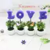 Home decoration Simulation green plant potted desk Living room bedroom furniture TV cabinet decoration fake flower new love