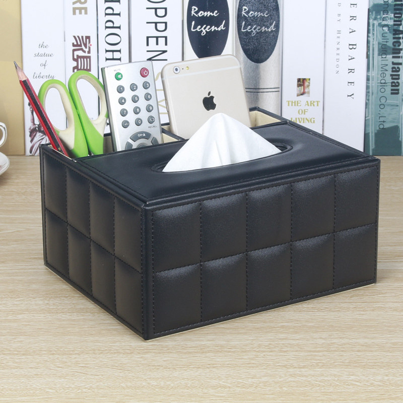 Minimalist leather tissue box European-style toilet paper box multifunction living-room desktop remote control accommodating box creative home