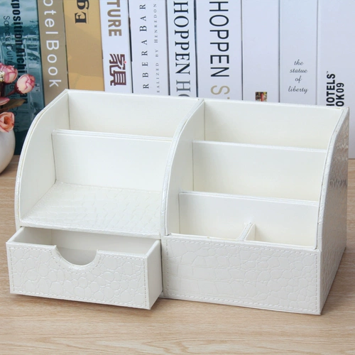 Белая универсальная настольная коробка для хранения, мобильный телефон, пульт, деревянные канцтовары