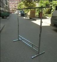High-end clothing store hanger display telescopic folding horizontal bar gantry with wheels stainless steel horizontal bar landing in Zhongdao