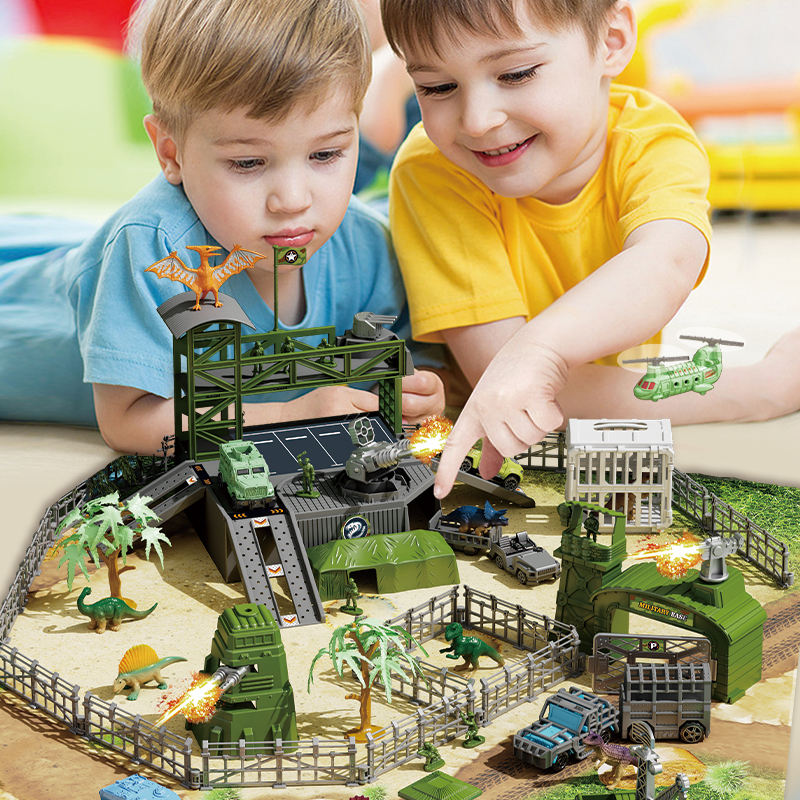 New Simulated Dinosaur Jurassic Tyrannosaurus Mechanical Mecha Battle Dragon Brachiosaurus Military Base Children's Toy Gift