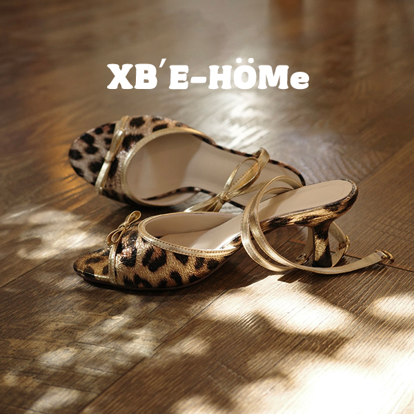 Xiaobai E's Leopard Print Brown High-Heeled Shoes for Women 2026 New Model Versatile Open-Toe Sandals for Commuting and Outdoor Wear with Thin Heels