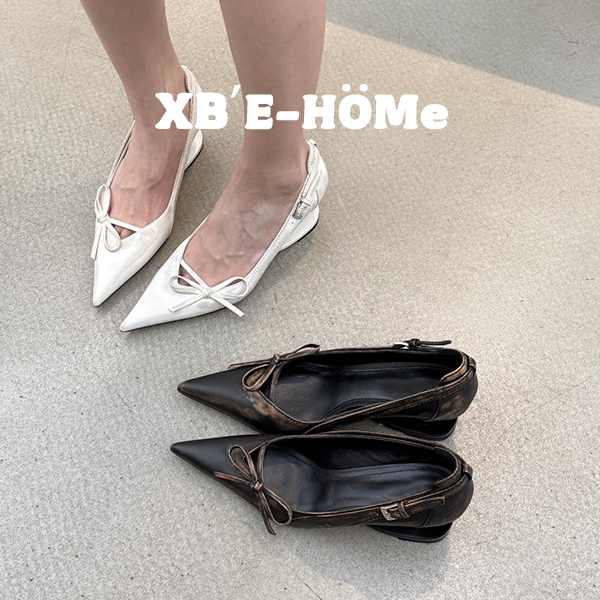 Xiaobai E's New 2026 Model Women's Pointed-Toe High Heels with Unique-Shaped Heels, Featuring a Leather Buckle and Shallow Design for Outdoor Wear