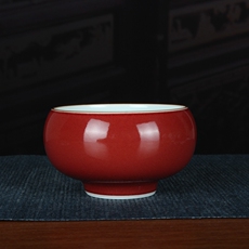 чашка 祭红釉茶杯主人杯景德镇颜色釉品茗杯 古玩古董仿古陶瓷器收藏品