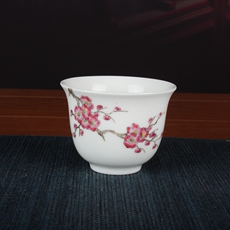 чашка 慎德堂粉彩手绘梅花茶杯主人杯景德镇仿古功夫茶具古玩古董陶瓷器